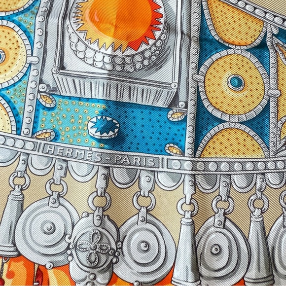 Hermès 100% Silk Scarf "Terres Precieuses" Carre 90 by Annie Faivre - Picture 5 of 13